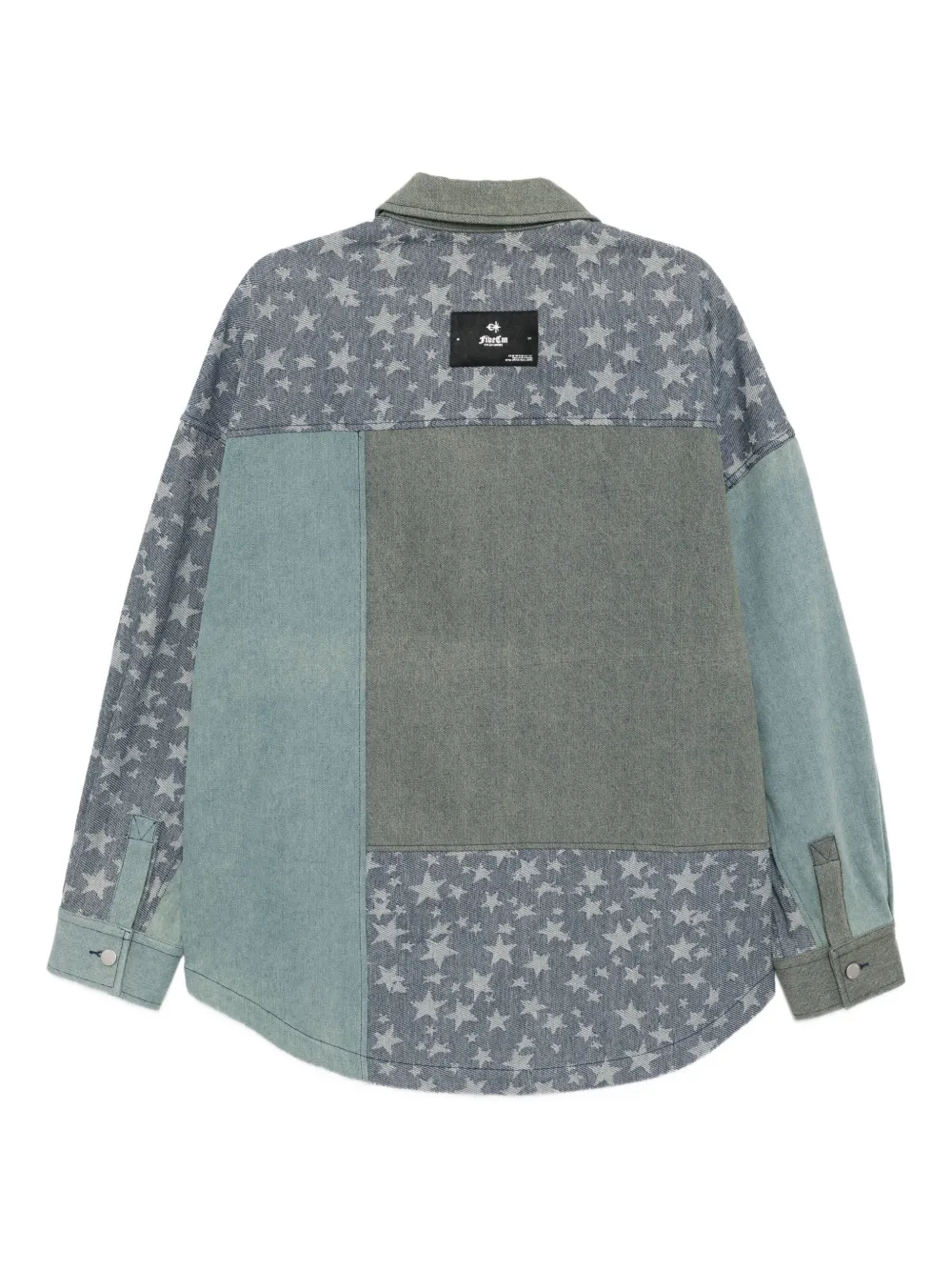 Five Cm Patched Denim Jacket In Green