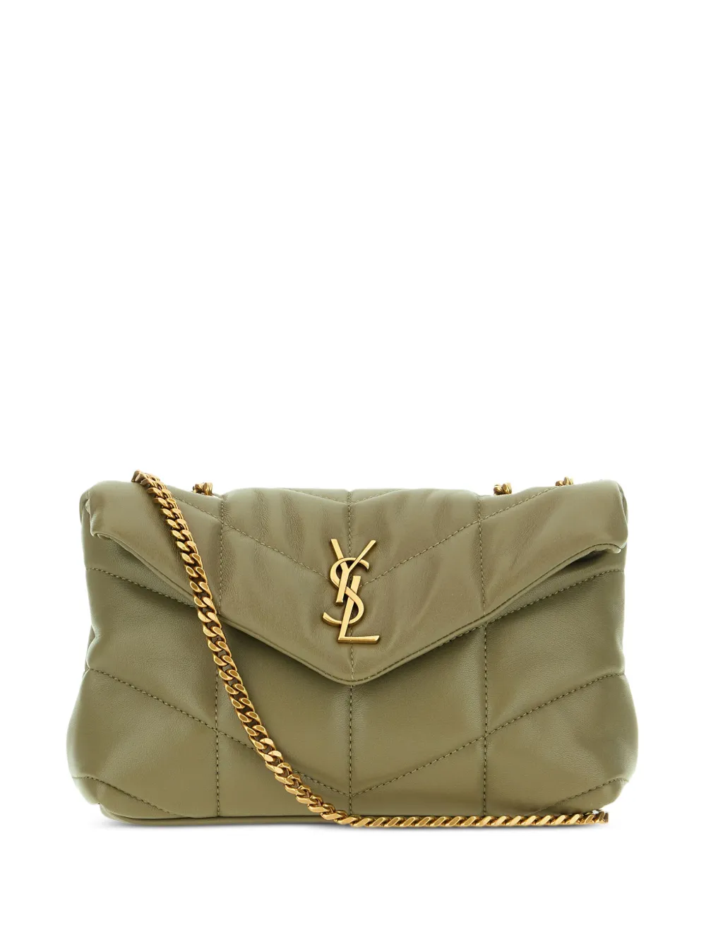 Saint Laurent Toy Puffer gewatteerde leren schoudertas Groen