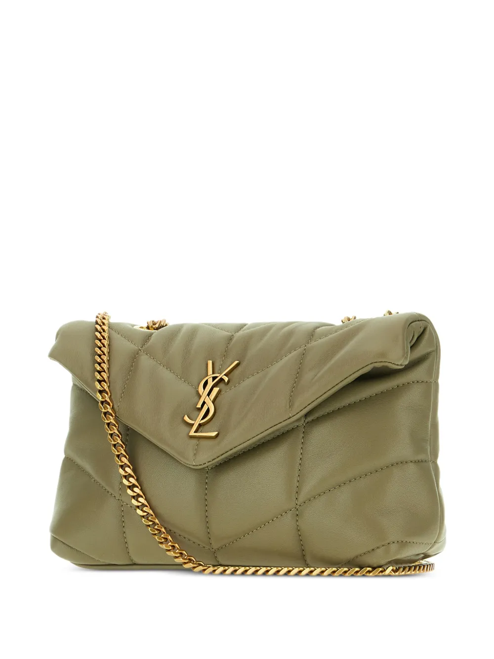 Saint Laurent Toy Puffer gewatteerde leren schoudertas Groen
