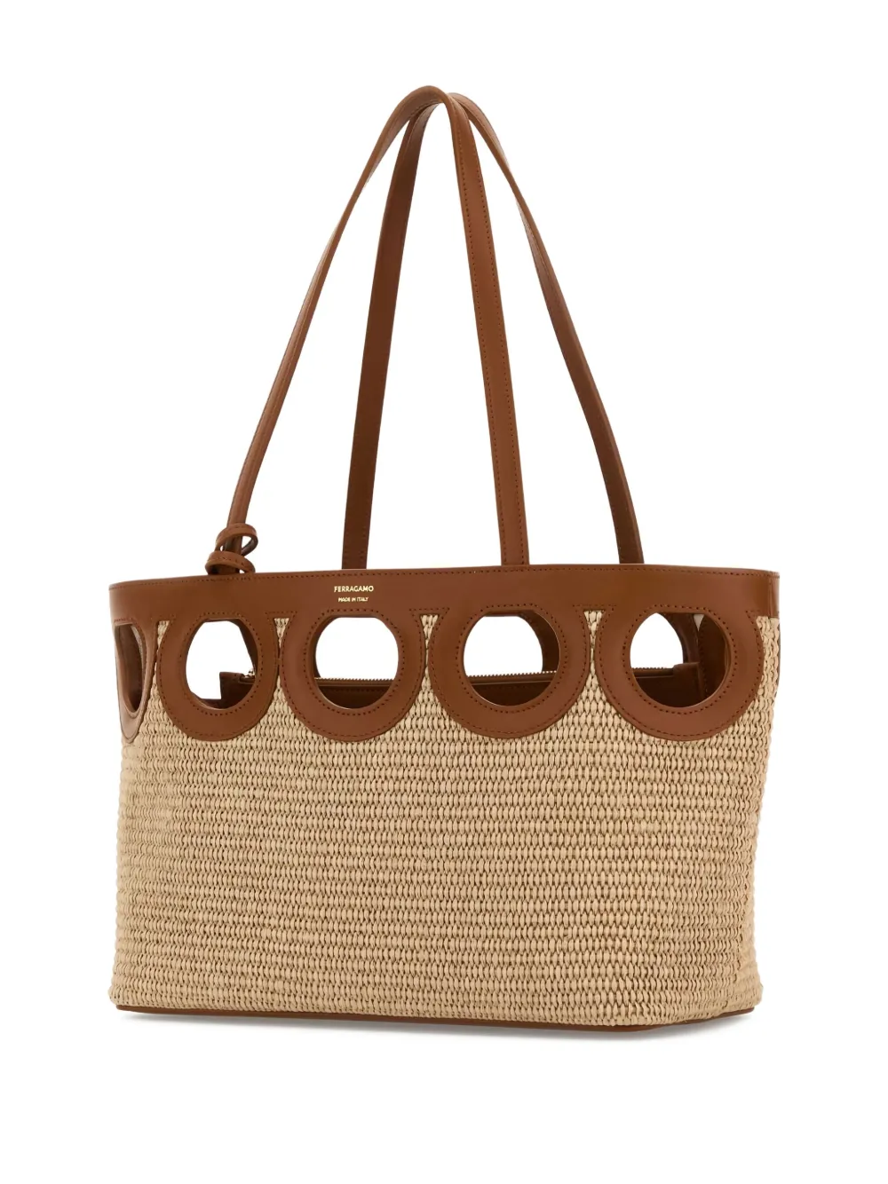 Ferragamo Shopper met open bovenkant en uitgesneden details - Bruin