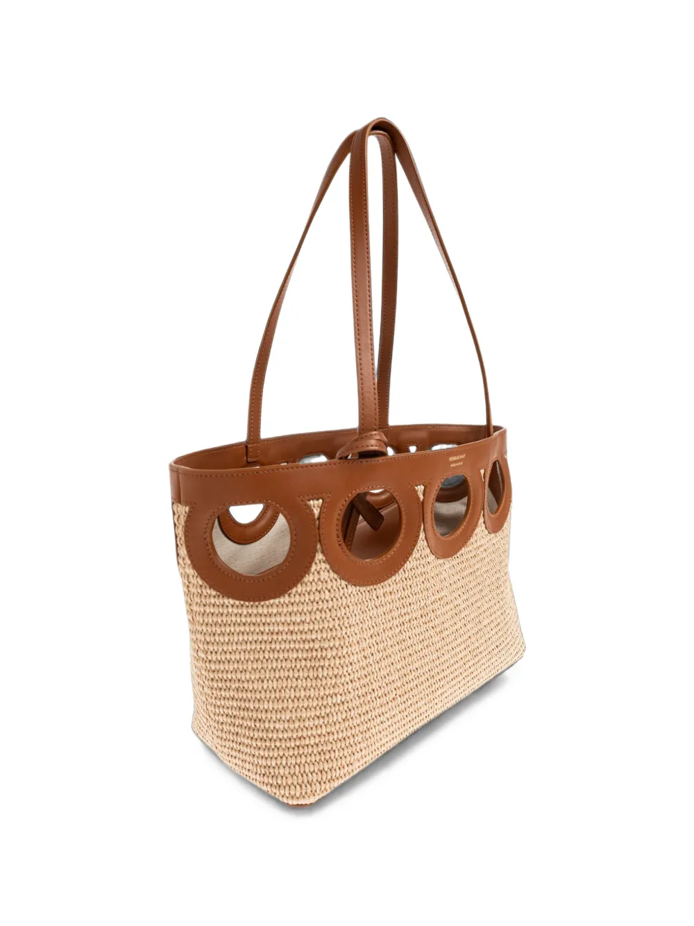 Ferragamo Shopper met open bovenkant en uitgesneden details Bruin