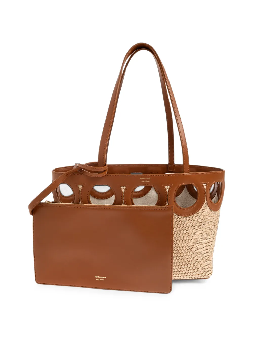 Ferragamo open-top cut-out Tote Bag | Brown | FARFETCH BN