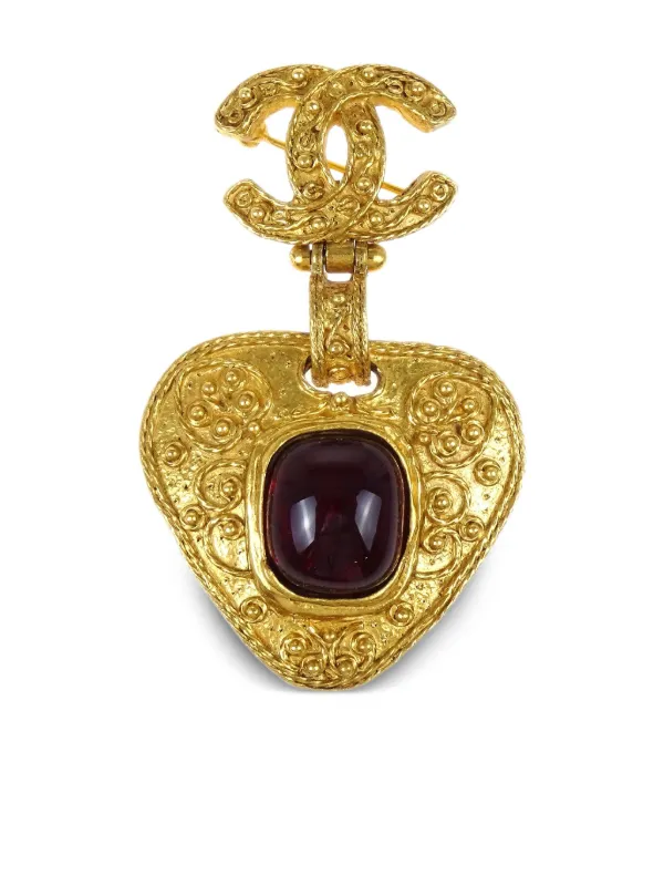 CHANEL Pre-Owned 1994 ハート ブローチ | ゴールドトーン | FARFETCH JP