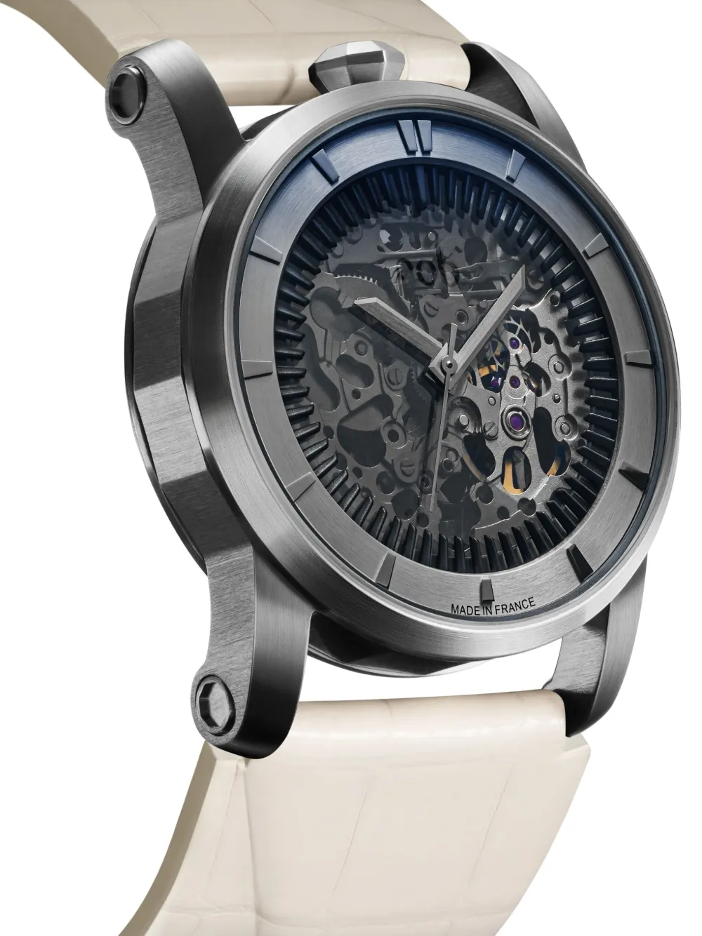 Fob Paris Leather Skeleton 40 mm - Zilver