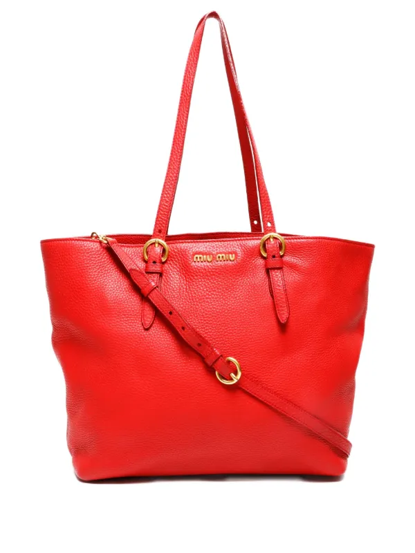 Miu Miu Pre-Owned 2000-2015 ラージ レザーハンドバッグ | レッド 
