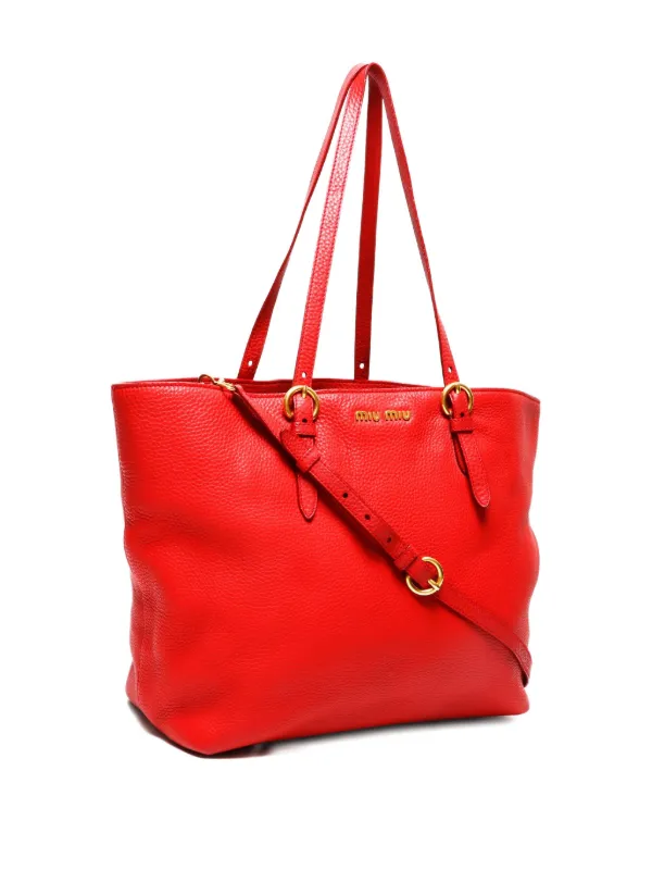 レザー レッド ハンドバッグ ミュウミュウ MIU miumiu トートバッグ
