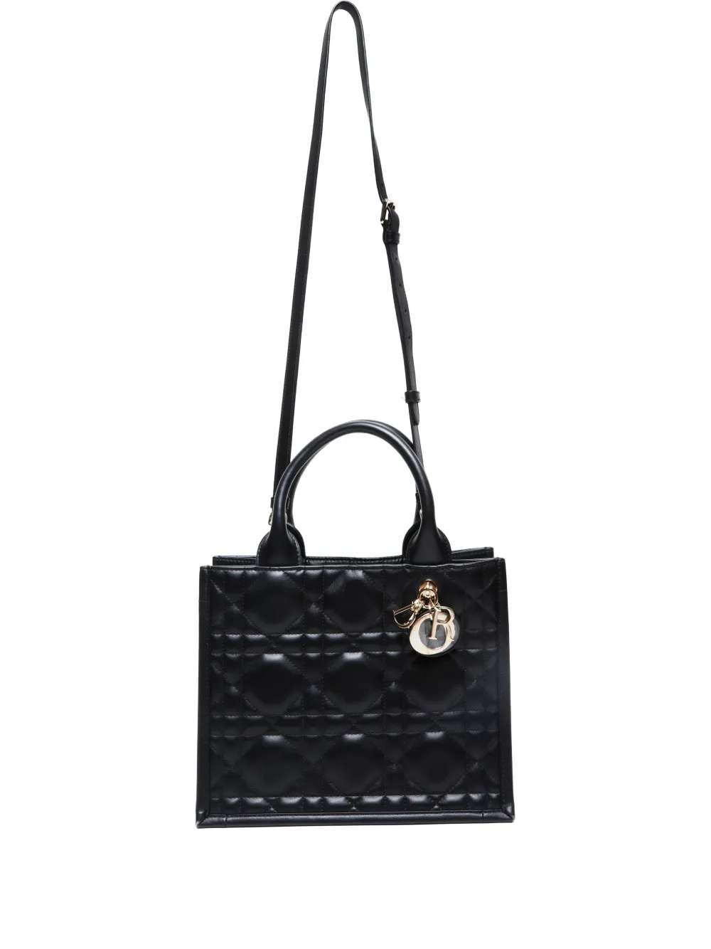 Pre-owned Dior 2015 Small Book Calfskin Tote Bag In Black