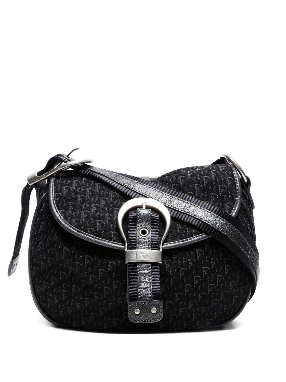 Pre-owned Dior 2000-2010 Trotter Buckle-fastening Shoulder Bag In Black