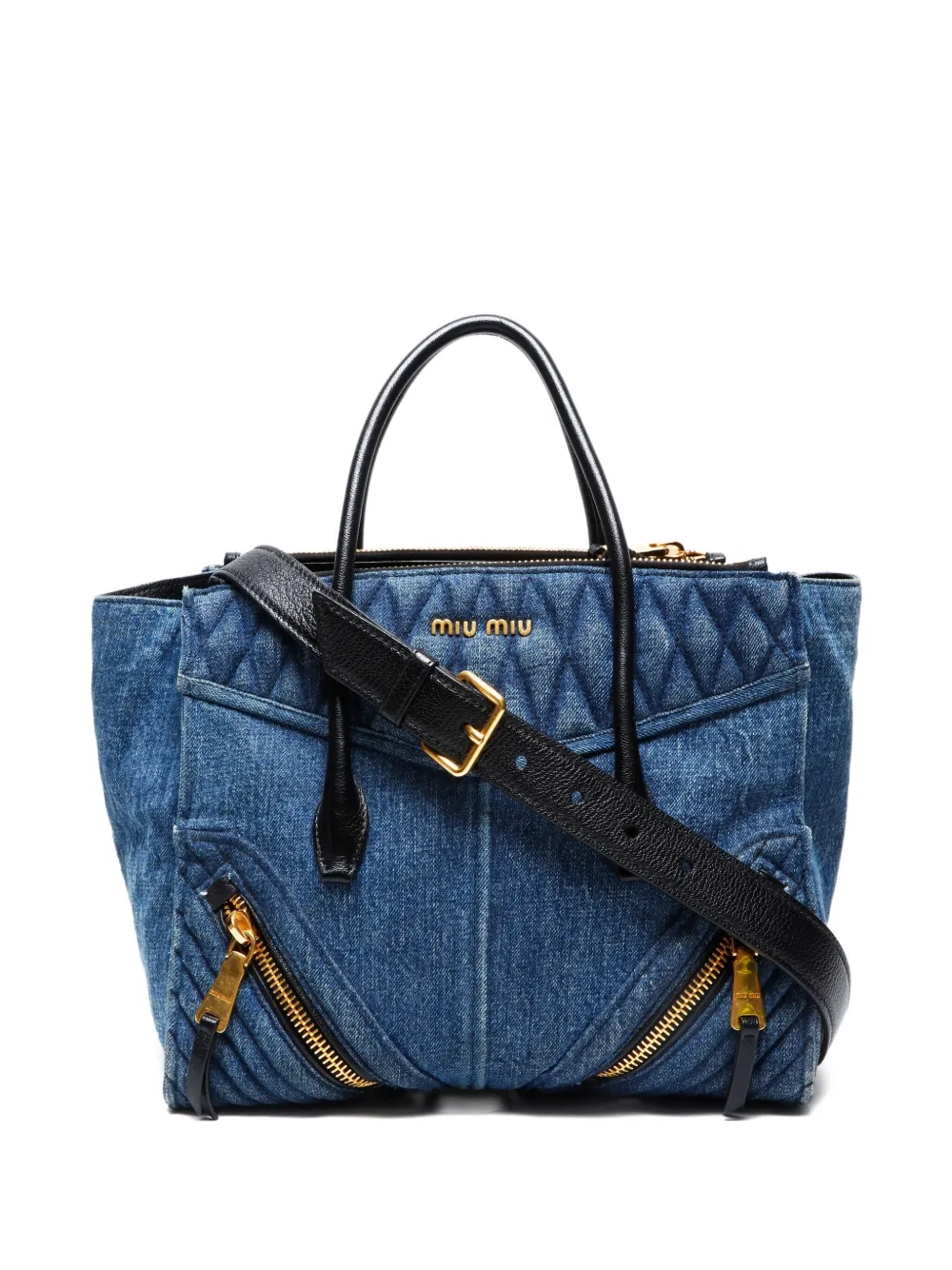 Pre-owned Miu Miu 2010 Medium Denim Tote Bag In Blue