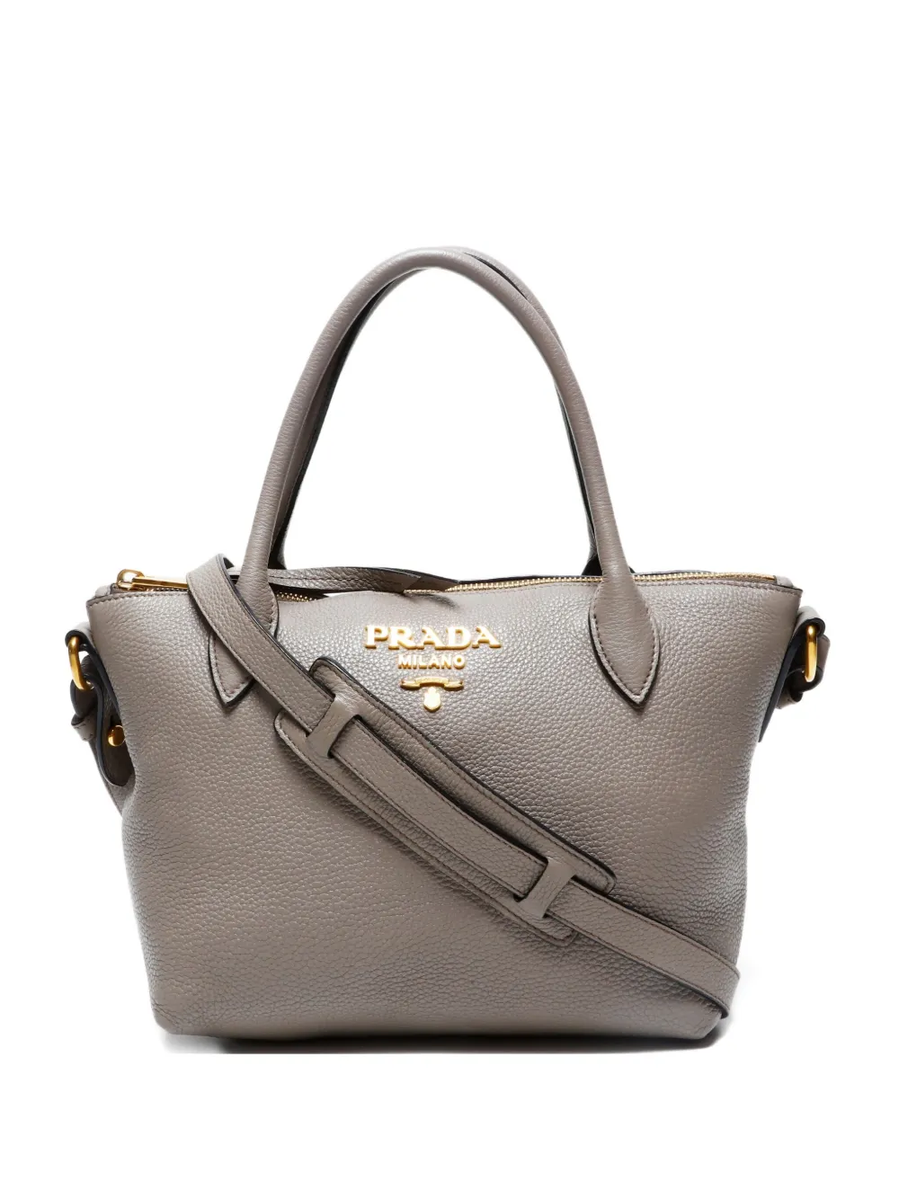 Pre-owned Prada 2010-2020 Leather Tote Bag In Gray