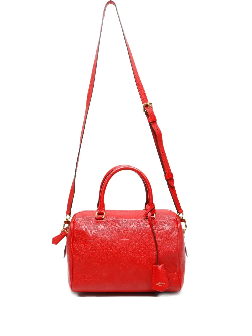 Pre-owned Louis Vuitton 2016 Speedy 25 Tote Bag In Red