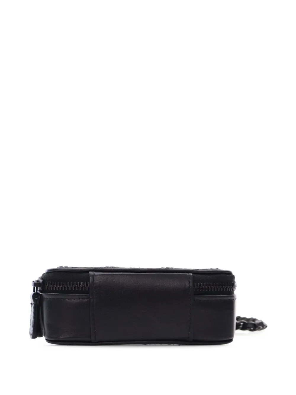 Pre-owned Chanel 2021-2025 Lambskin Satin Strass Studded Clutch With Chain Crossbody Bag In Black