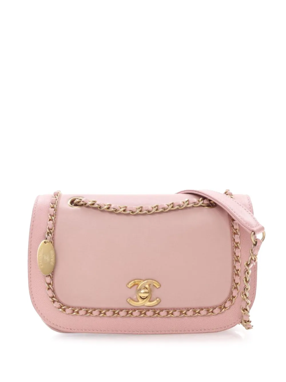 CHANEL Pre-Owned 2019 Lambskin and Caviar Lovely Chains Flap crossbody CHANEL Pre-Owned 2019 Lambskin and Caviar Lovely Chains Flap crossbody
