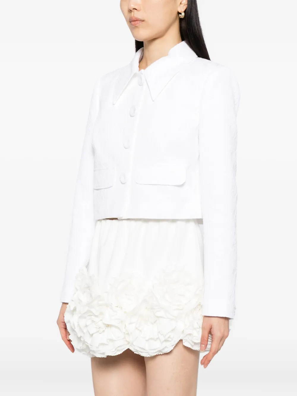 Carolina Herrera Floral-cloque Jacket In White