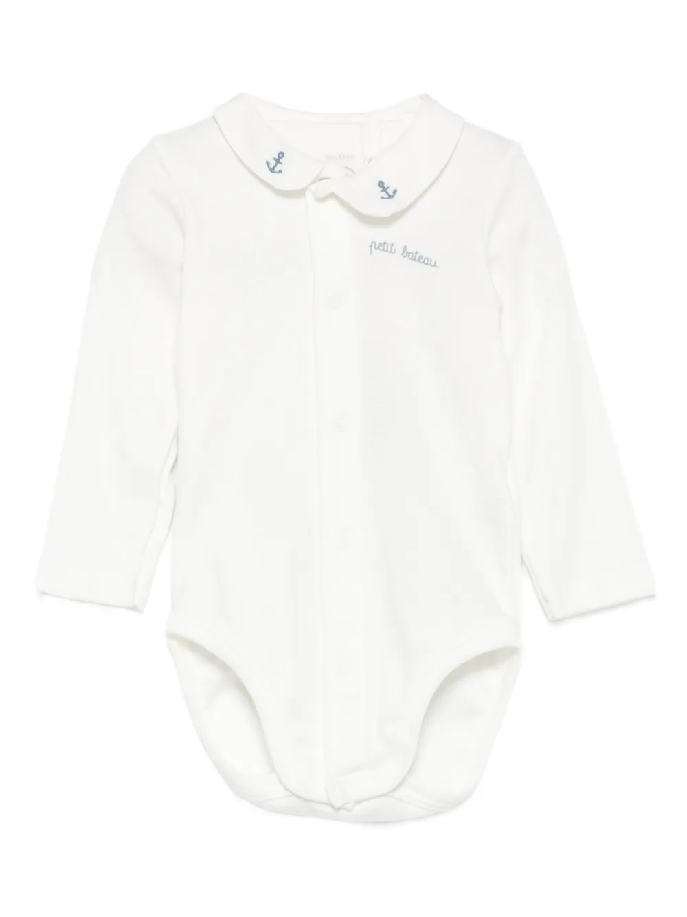 Petit Bateau logo-embroidered bodysuit Wit