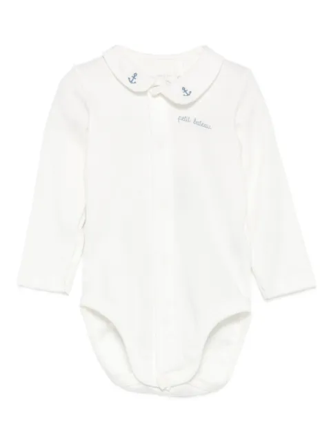 Petit Bateau logo-embroidered bodysuit