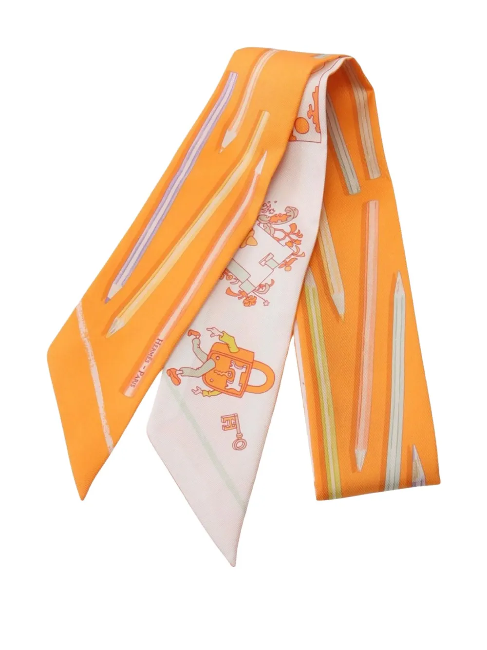 2010s A Vos Crayons Carre Libre ribbon silk scarf