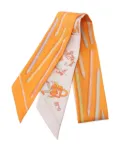Hermès Pre-Owned 2010s A Vos Crayons Carre Libre ribbon silk scarf - Orange