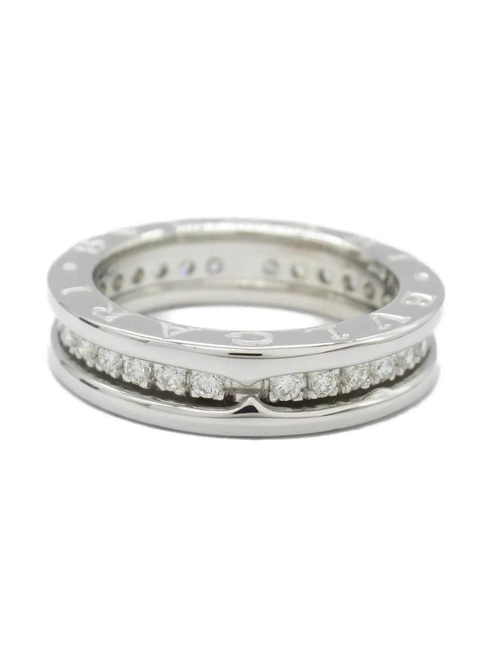 Pre-owned Bvlgari 2010s 18k White Gold B.zero1 Diamond Ring In Silver