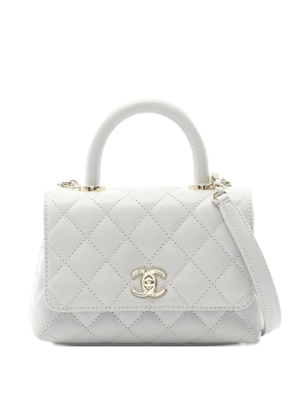 CHANEL Pre-Owned 2021 ココマーク ハンドバッグ XXS - ホワイト CHANEL Pre-Owned 2021 ココマーク ハンドバッグ XXS - ホワイト