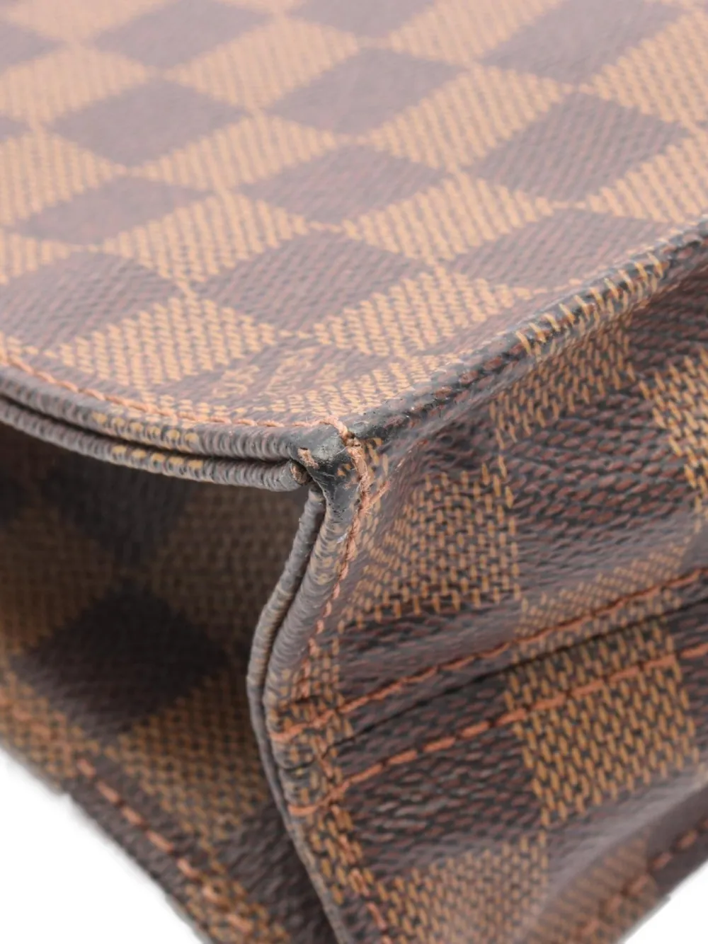 Pre-owned Louis Vuitton 2005 Sac Plat Damier-ebène-canvas Tote Bag In Brown