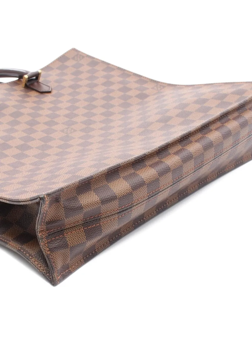 Pre-owned Louis Vuitton 2005 Sac Plat Damier-ebène-canvas Tote Bag In Brown