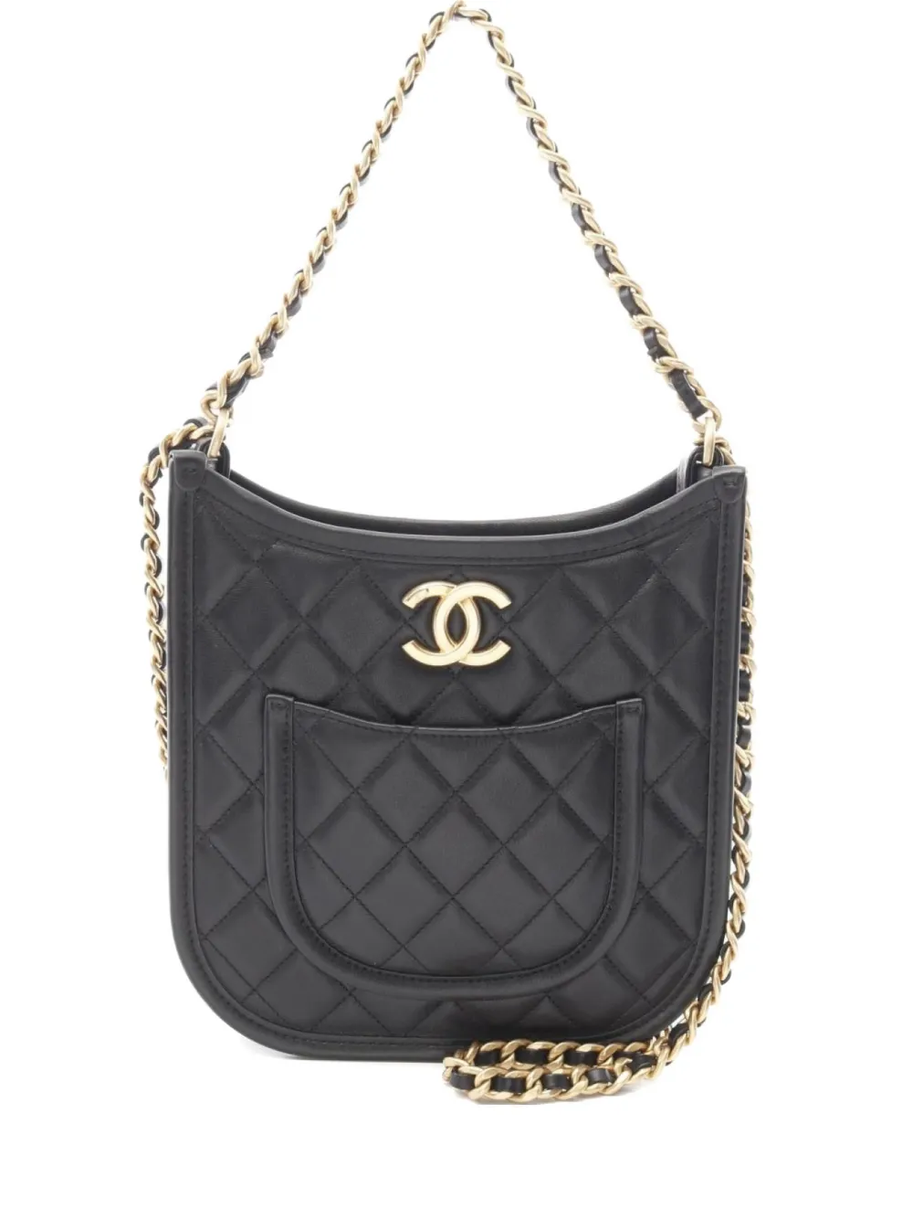 CHANEL Pre-Owned 2021 ホーボーチェーン ショルダーバッグ - ブラック CHANEL Pre-Owned 2021 ホーボーチェーン ショルダーバッグ - ブラック