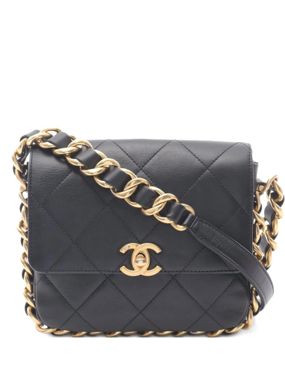 CHANEL Pre-Owned 2021 フラップ キルティング ショルダーバッグ - ブラック CHANEL Pre-Owned 2021 フラップ キルティング ショルダーバッグ - ブラック