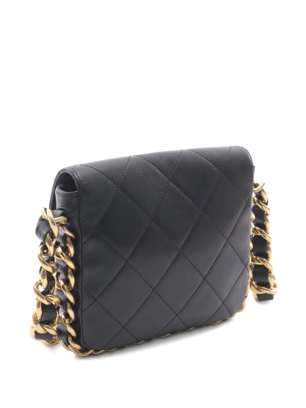 Pre-owned Chanel 2021 Flap Matelassé-quilting Chain-strap Shoulde Bag In Black