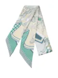 Hermès Pre-Owned 2020s Twilly Bouquets Sellier silk scarf - Neutrals