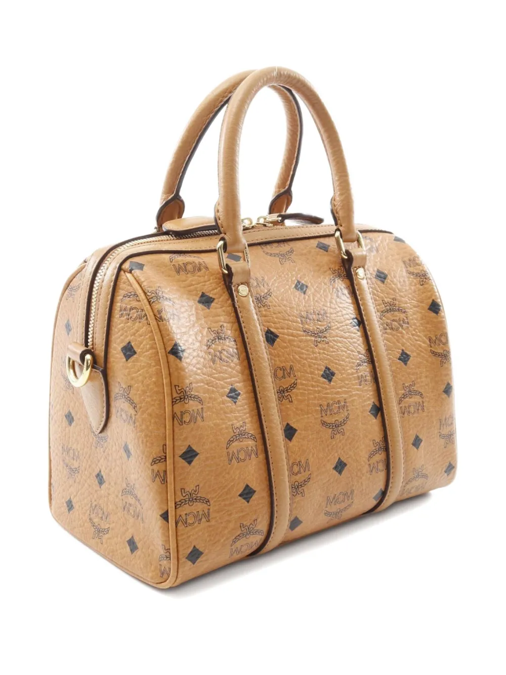 Pre-owned Mcm 2010s Mini Visetos Boston Bag In Brown