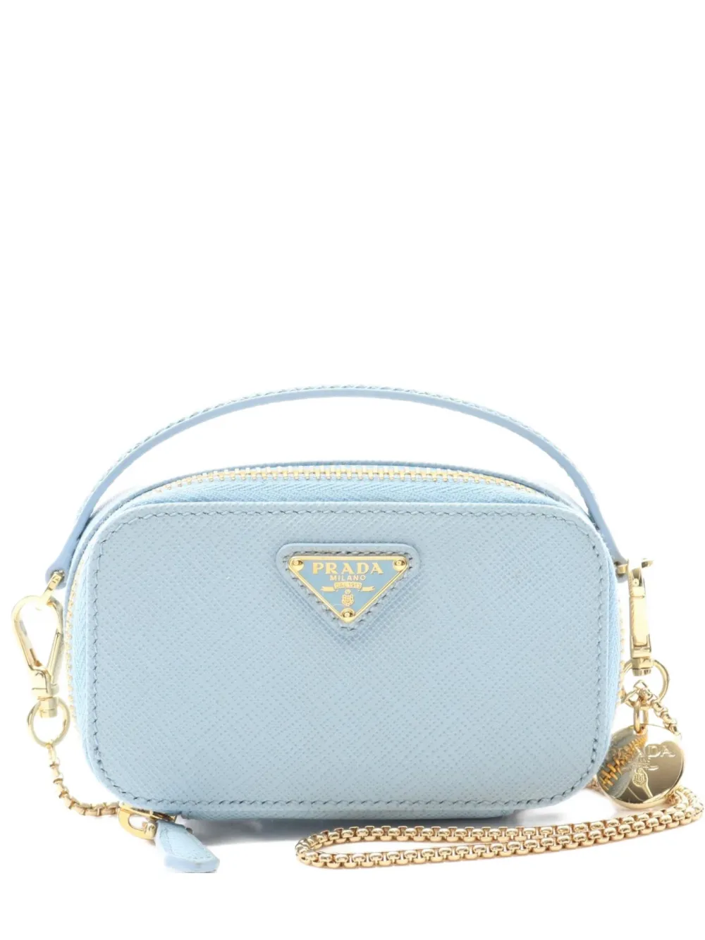 2020s Saffiano Triangle mini pouch bag