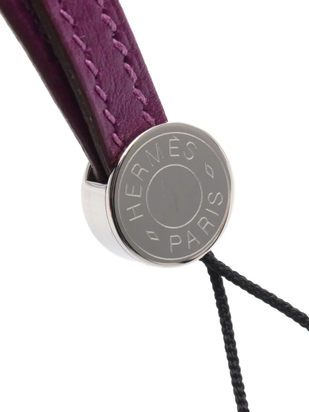 Pre-owned Hermes Leather Keyring In Purple