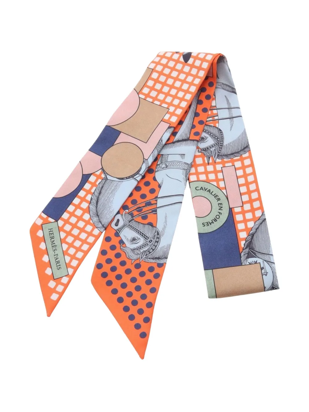 Hermès Pre-Owned 10s horse dots silk scarf - オレンジ Hermès Pre-Owned 10s horse dots silk scarf - オレンジ