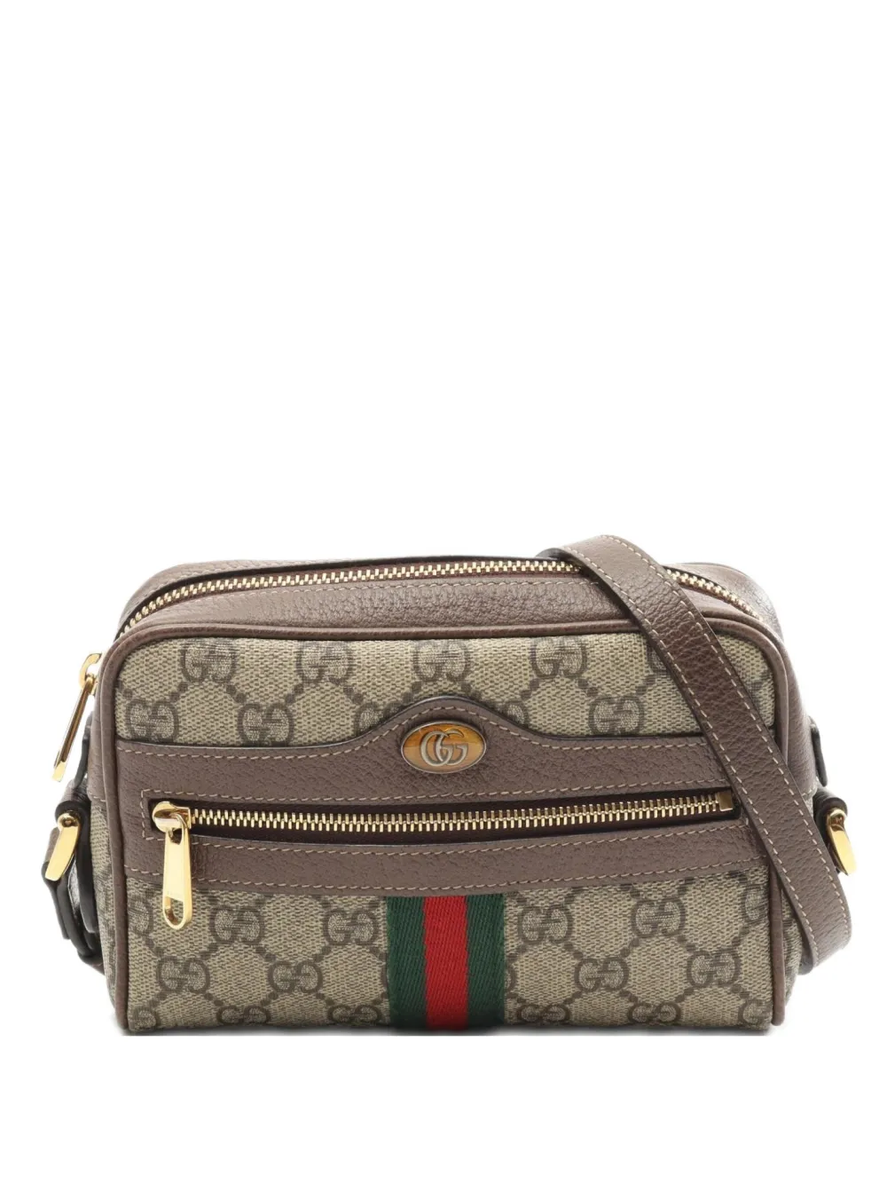 Pre-owned Gucci 2010s Small Ophidia Gg-supreme Monogram Cross Body Bag In Neutral