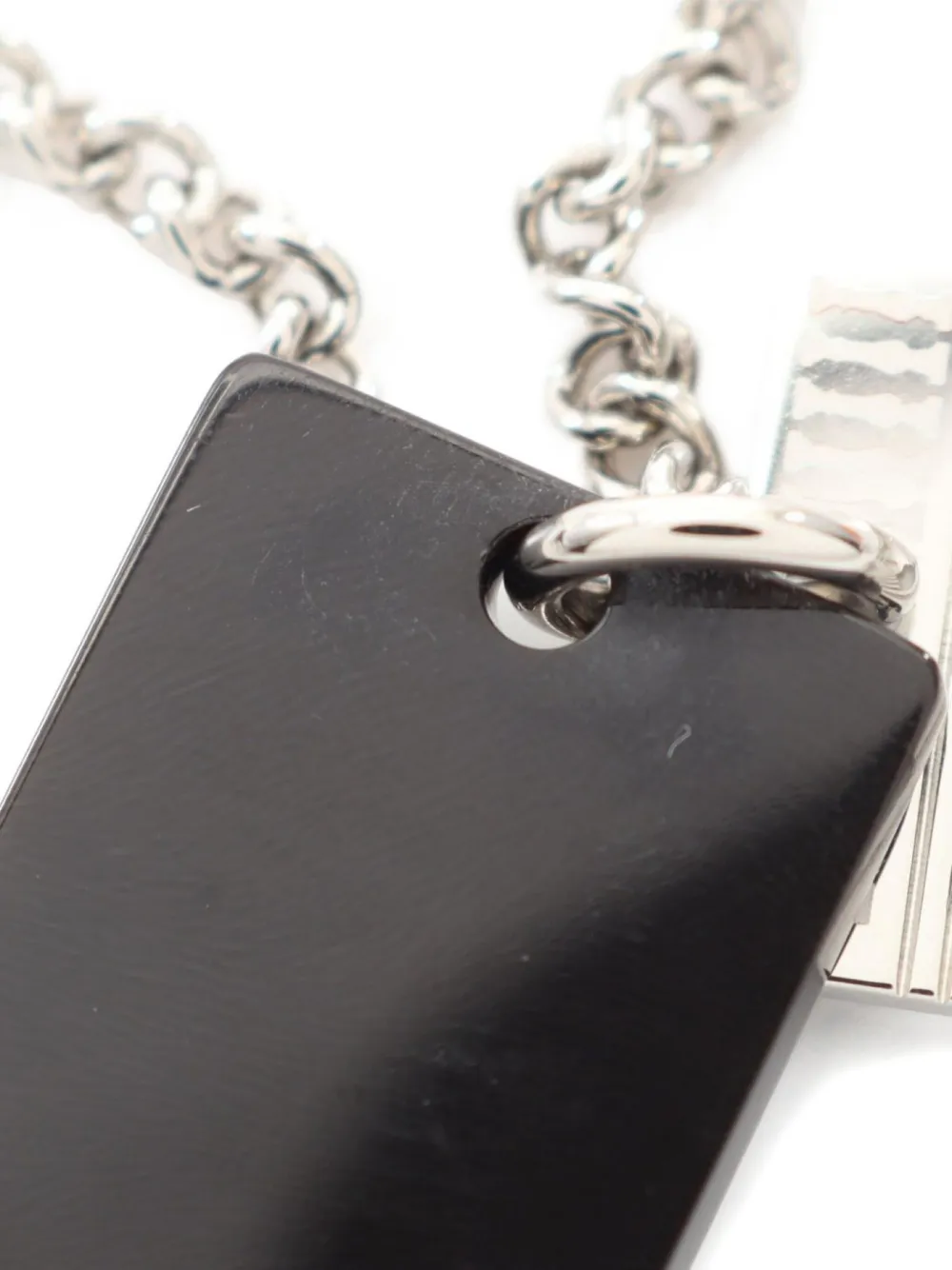Pre-owned Hermes 2010s Van Quatre Faubourg Plate-pendant Necklace In Silver