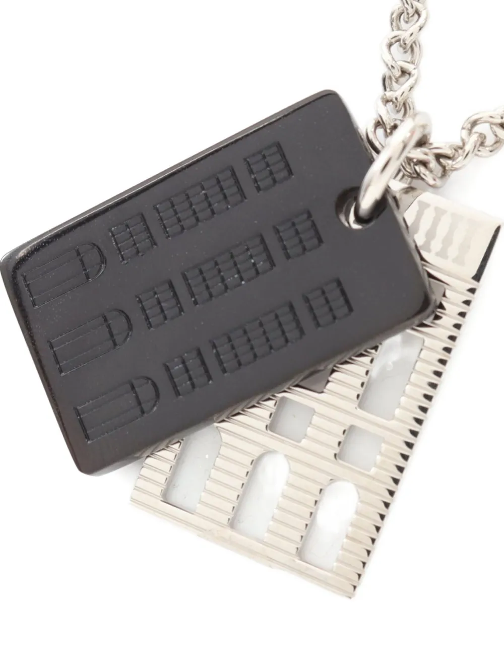 Pre-owned Hermes 2010s Van Quatre Faubourg Plate-pendant Necklace In Silver