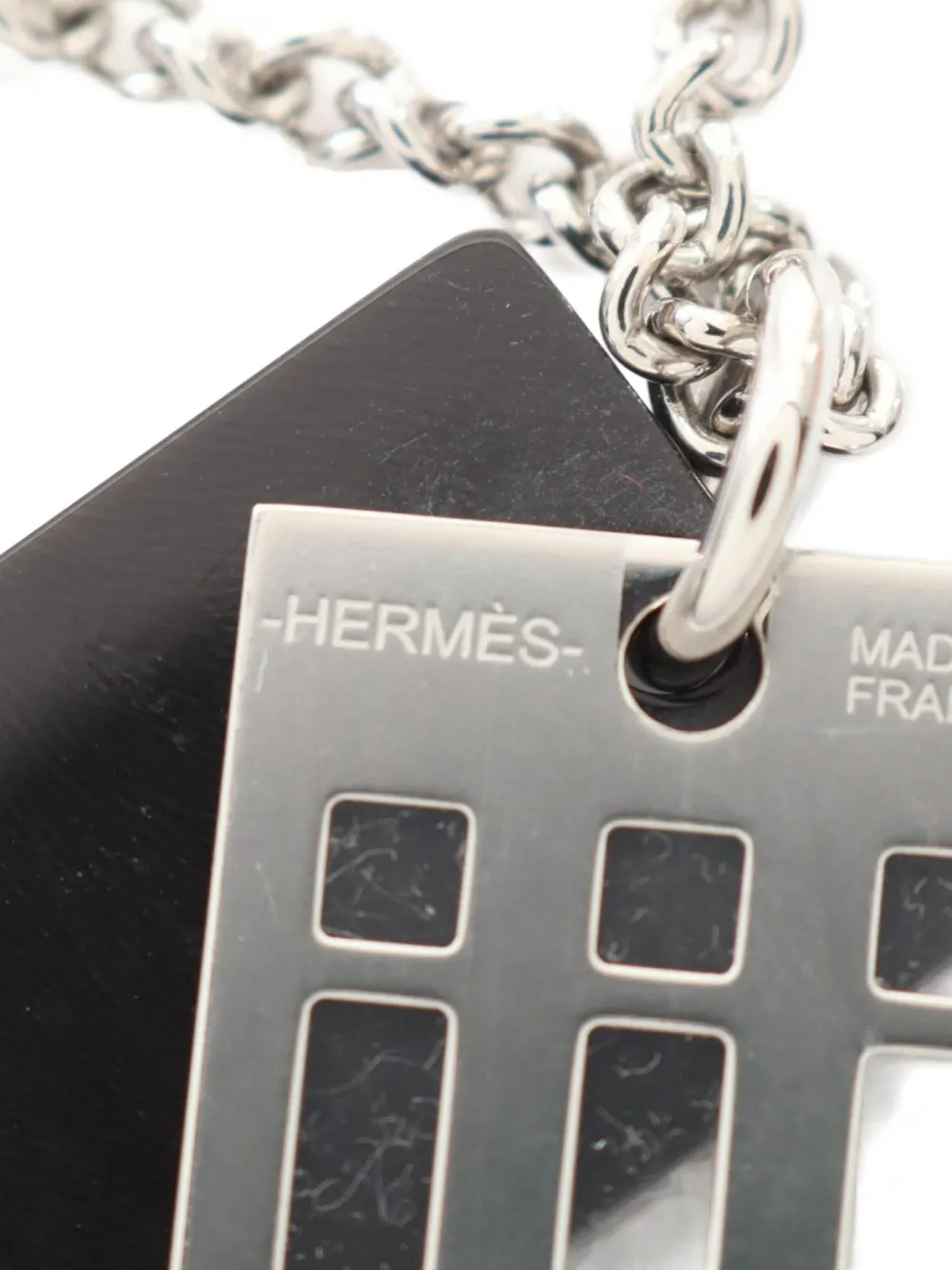 Pre-owned Hermes 2010s Van Quatre Faubourg Plate-pendant Necklace In Silver