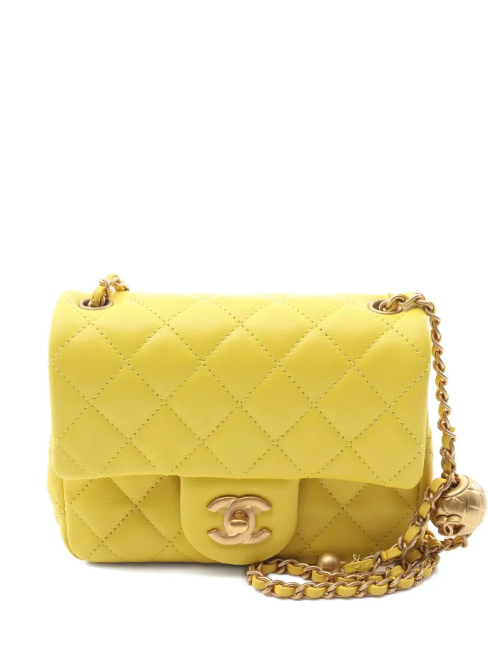 CHANEL Pre-Owned 2021 クラシック フラップ ショルダーバッグ ミニ - イエロー CHANEL Pre-Owned 2021 クラシック フラップ ショルダーバッグ ミニ - イエロー