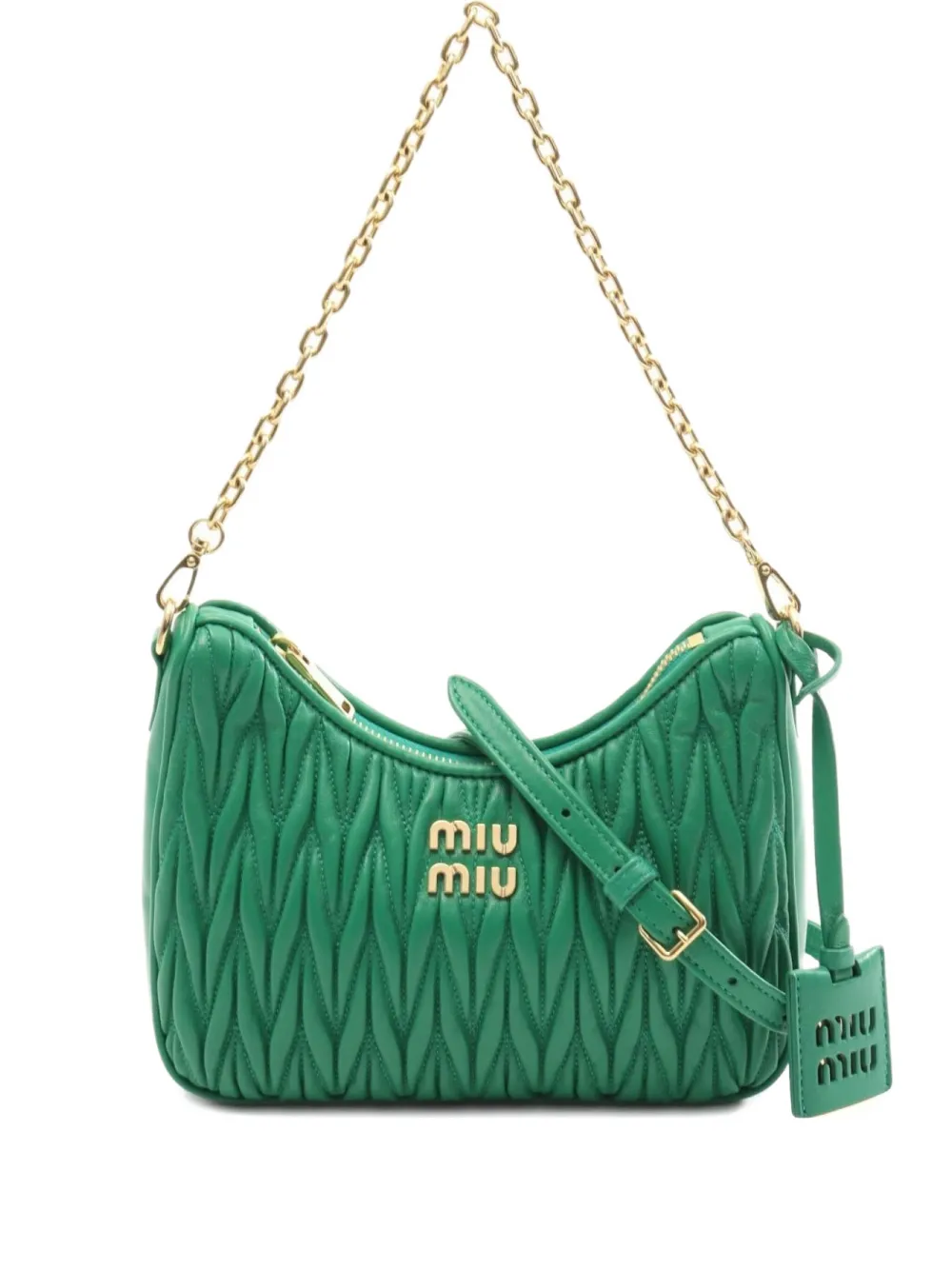 Pre-owned Miu Miu 2010 Matelassé Shoulder Bag In Green