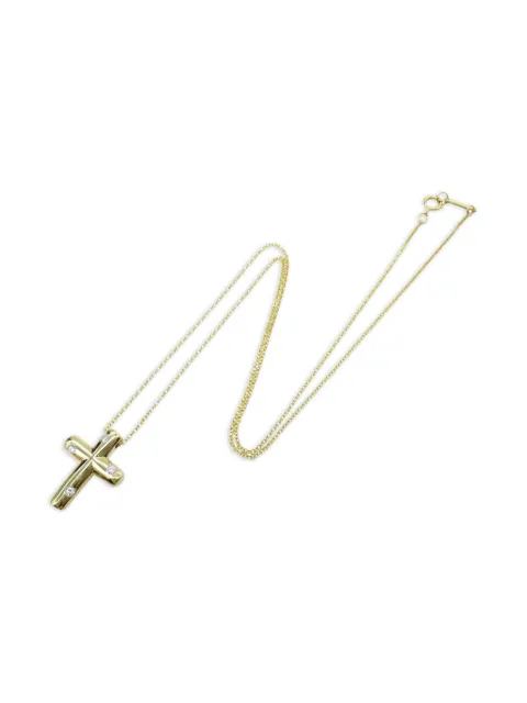 Tiffany & Co. Pre-Owned 18K Gold Diamond Cross Necklace