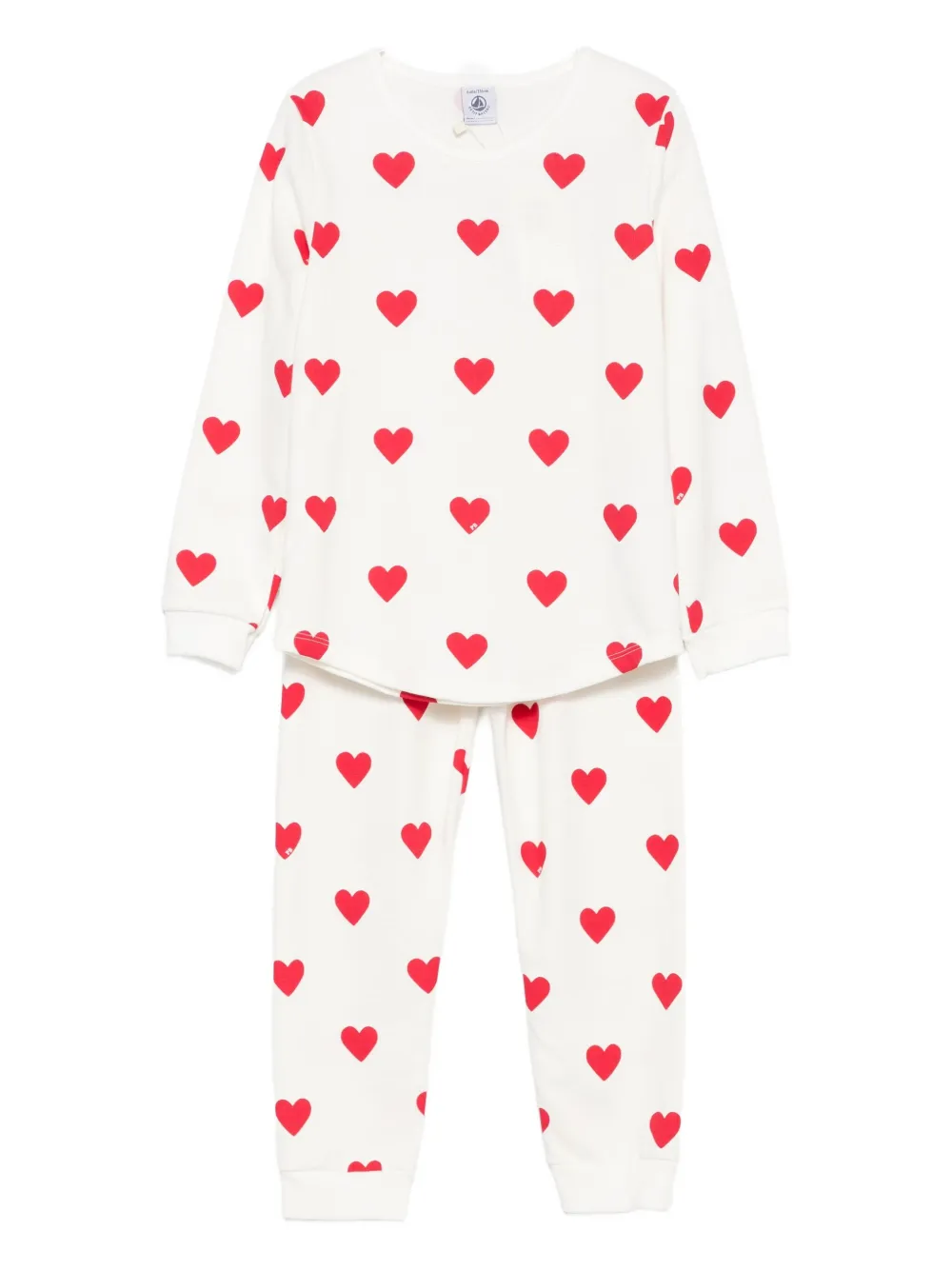 Petit Bateau Heart-print Pyjamas In Neutral