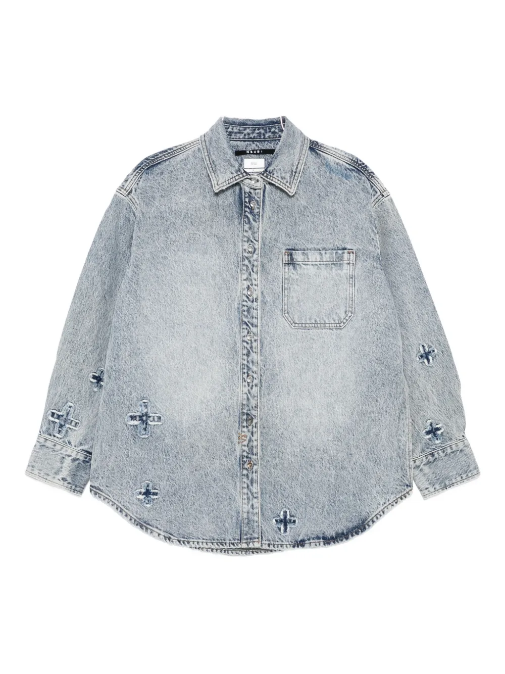 Klassic Kraftwerk cross-embellished denim shirt