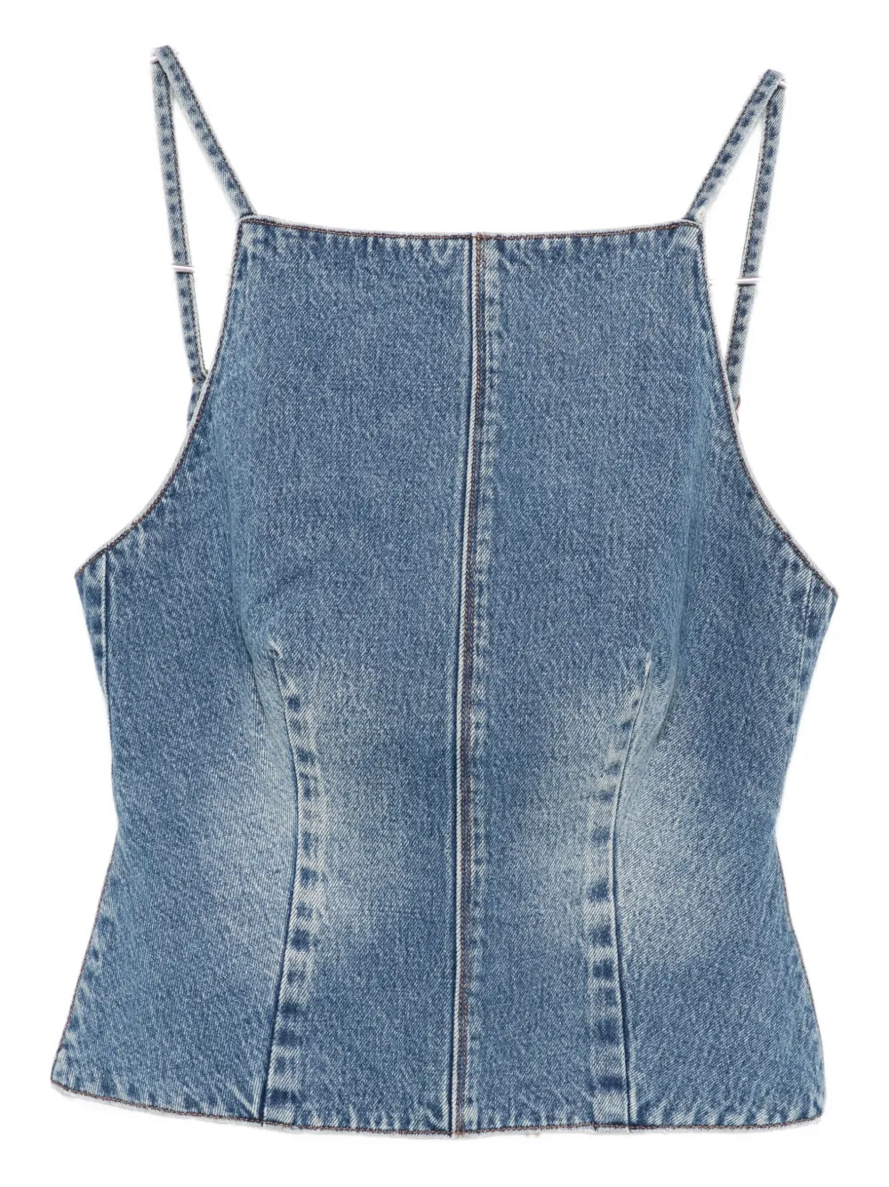 Ksubi Apron Relik Tie-back Denim Top In Blue