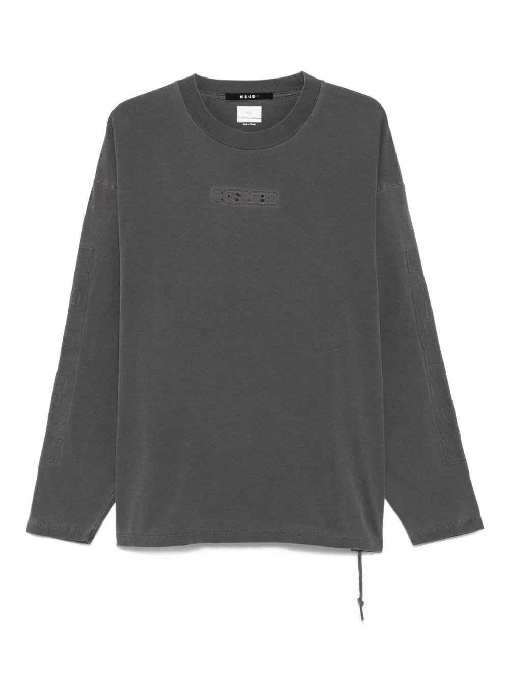 Ksubi Long-sleeve Embroidered-logo T-shirt In Gray