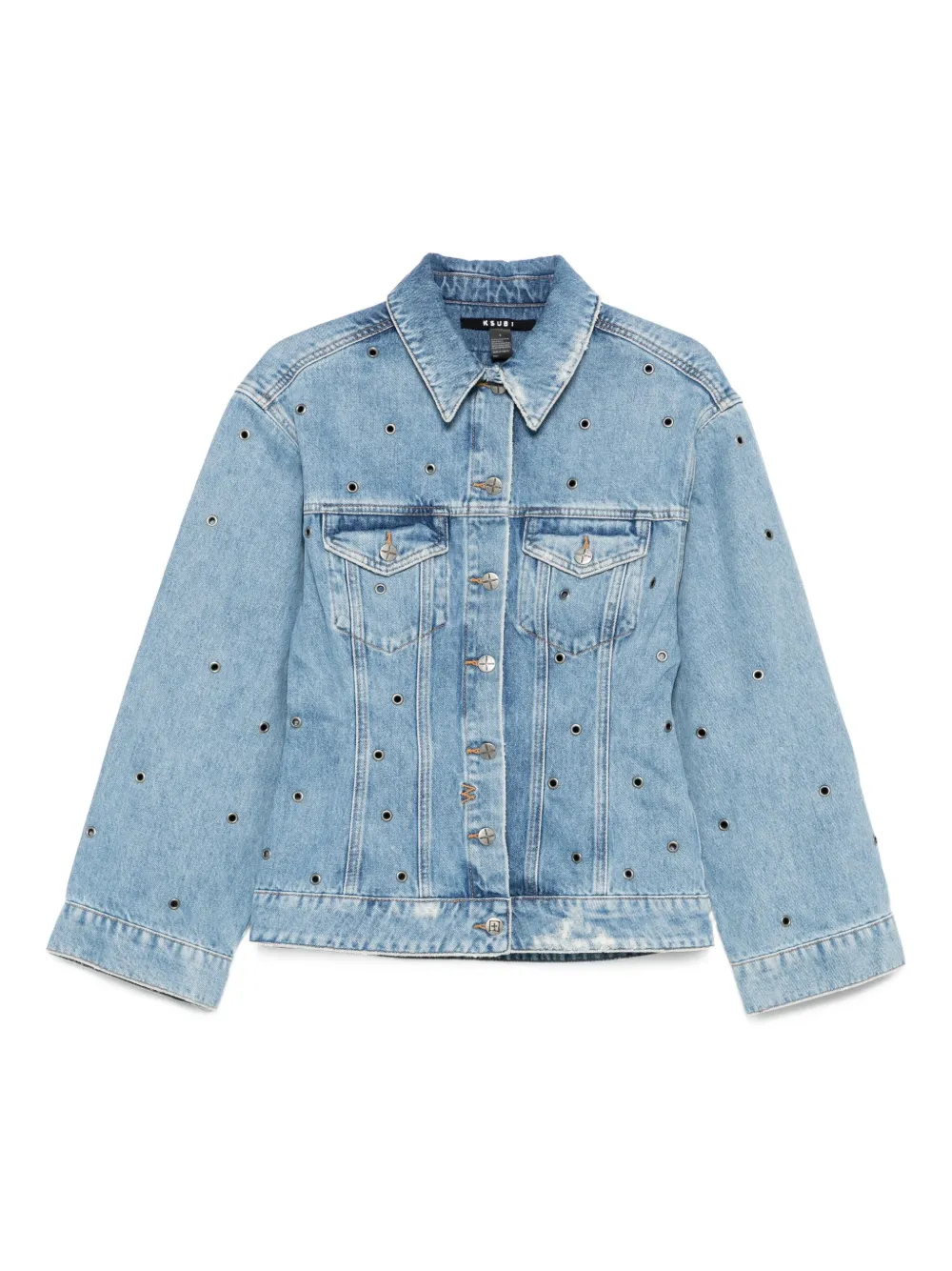 Chroma cinched eyelet-embellished denim jacket