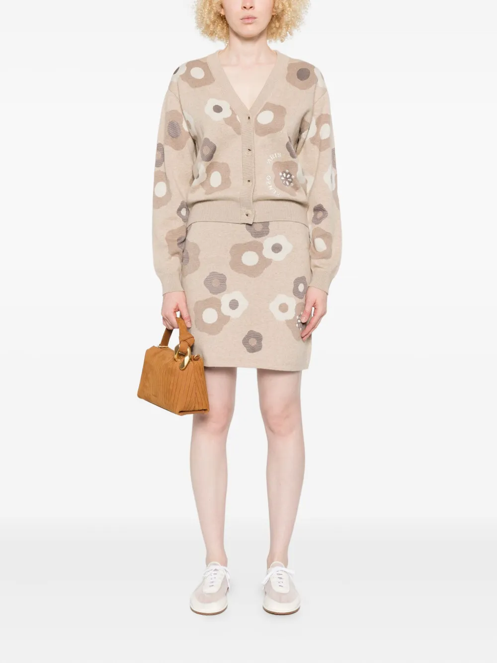 Kenzo floral-pattern knit skirt - Beige