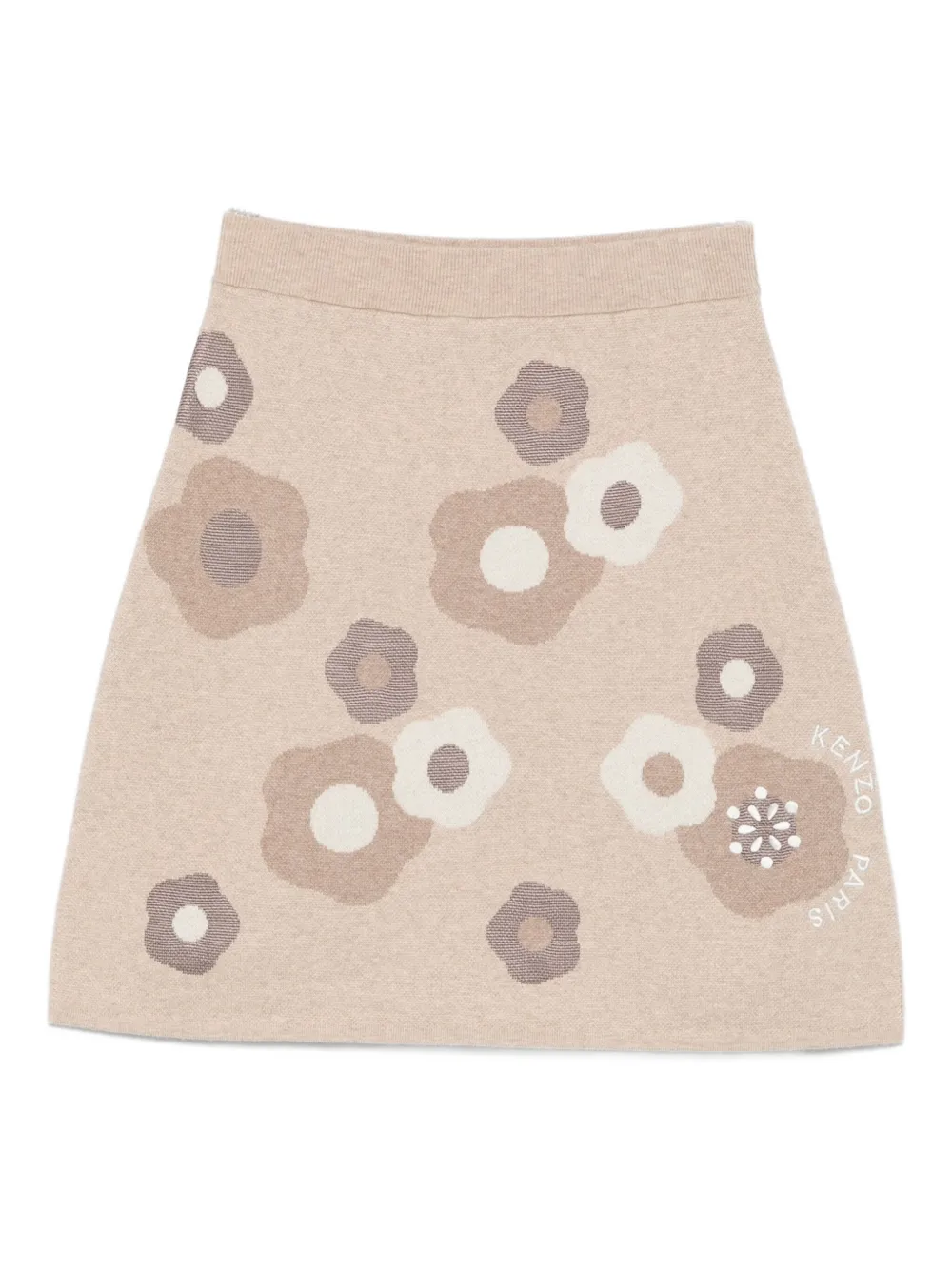 floral-pattern knit skirt