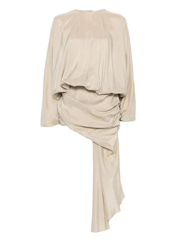 christopher esber silk dress Christopher Esber Parachute Silk Drape Mini Dress in Neutral Size 4