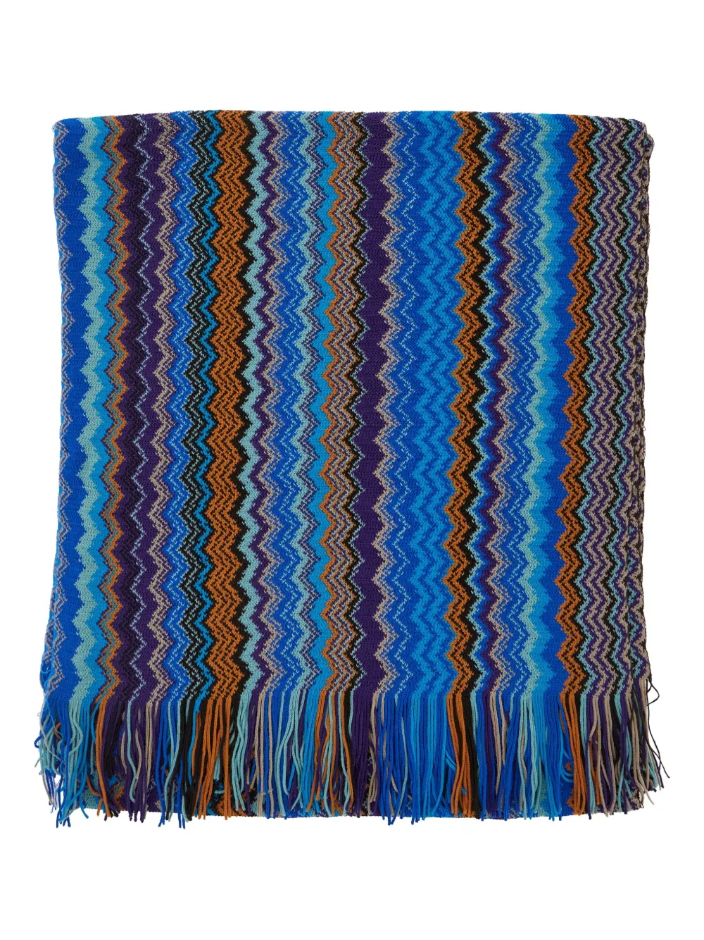 zigzag-pattern fringed scarf
